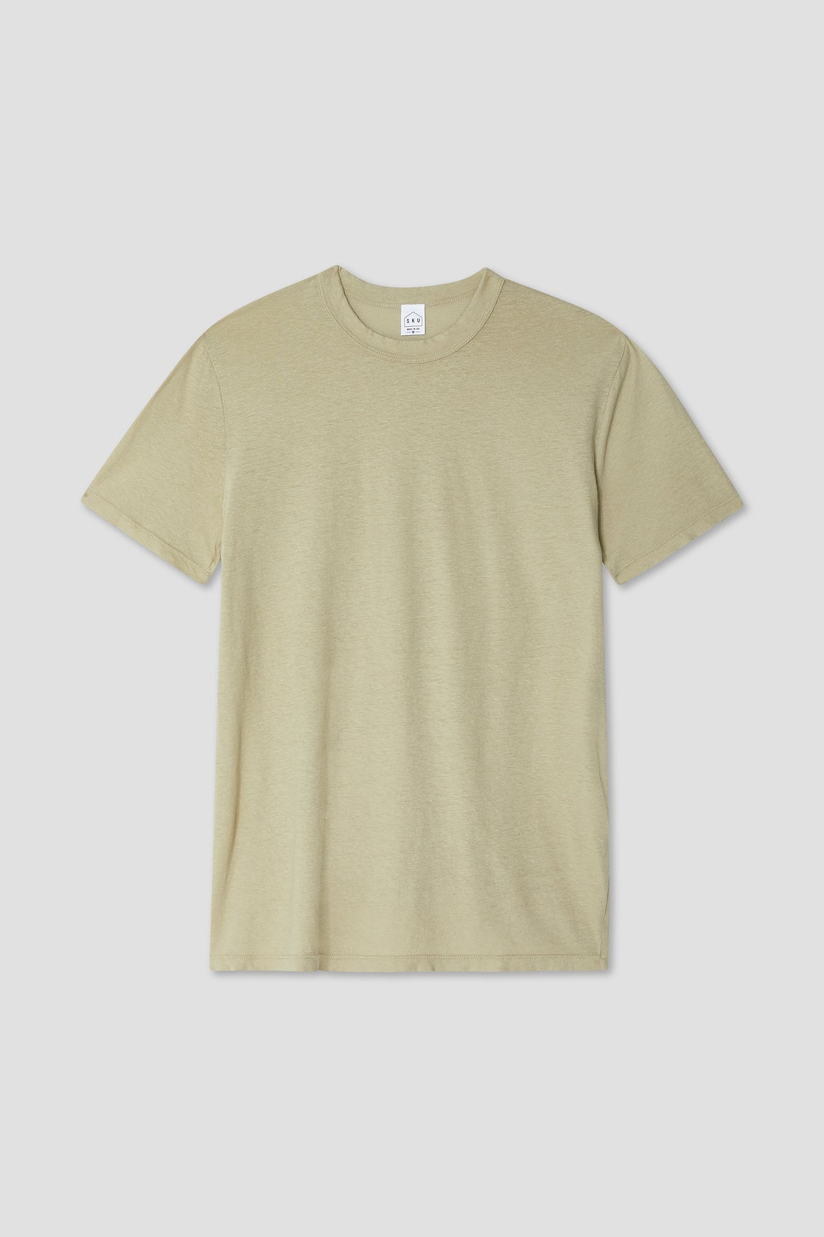 Beige lounge tee, short-sleeve crew neck T-shirt