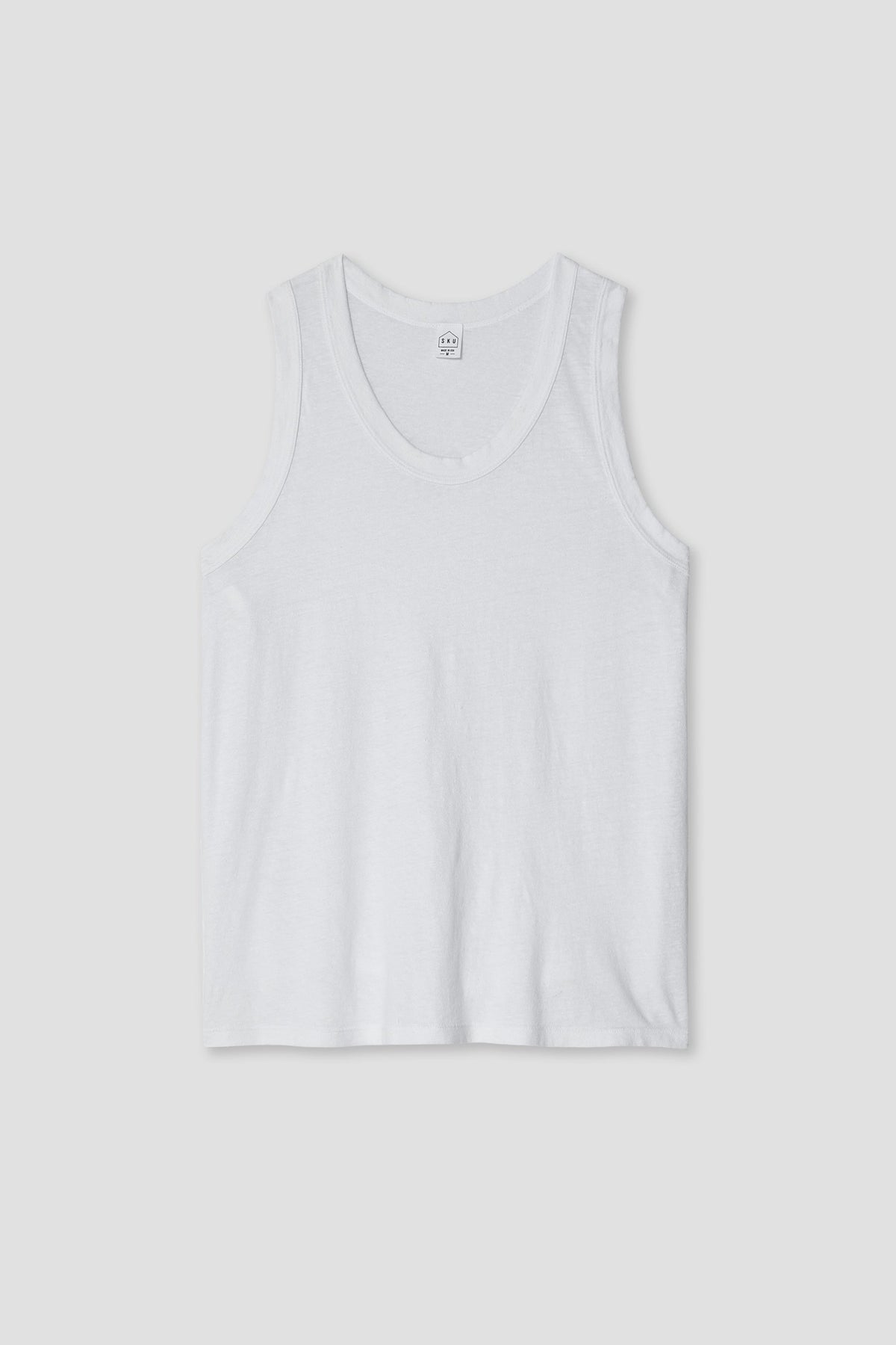 Organic cotton-hemp tank top, white sleeveless crew neck