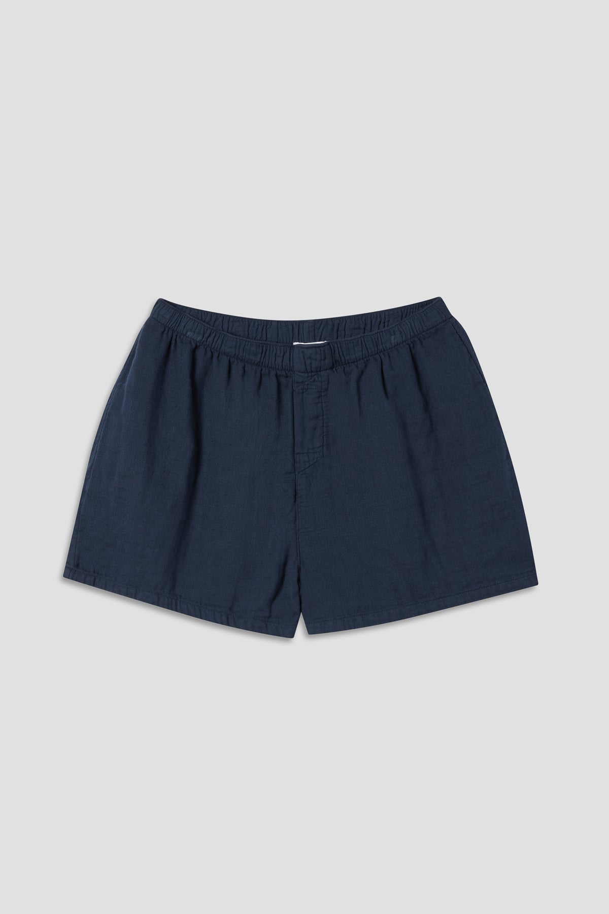 Triple-gauze boxer shorts in navy blue, elastic waistband, relaxed fit