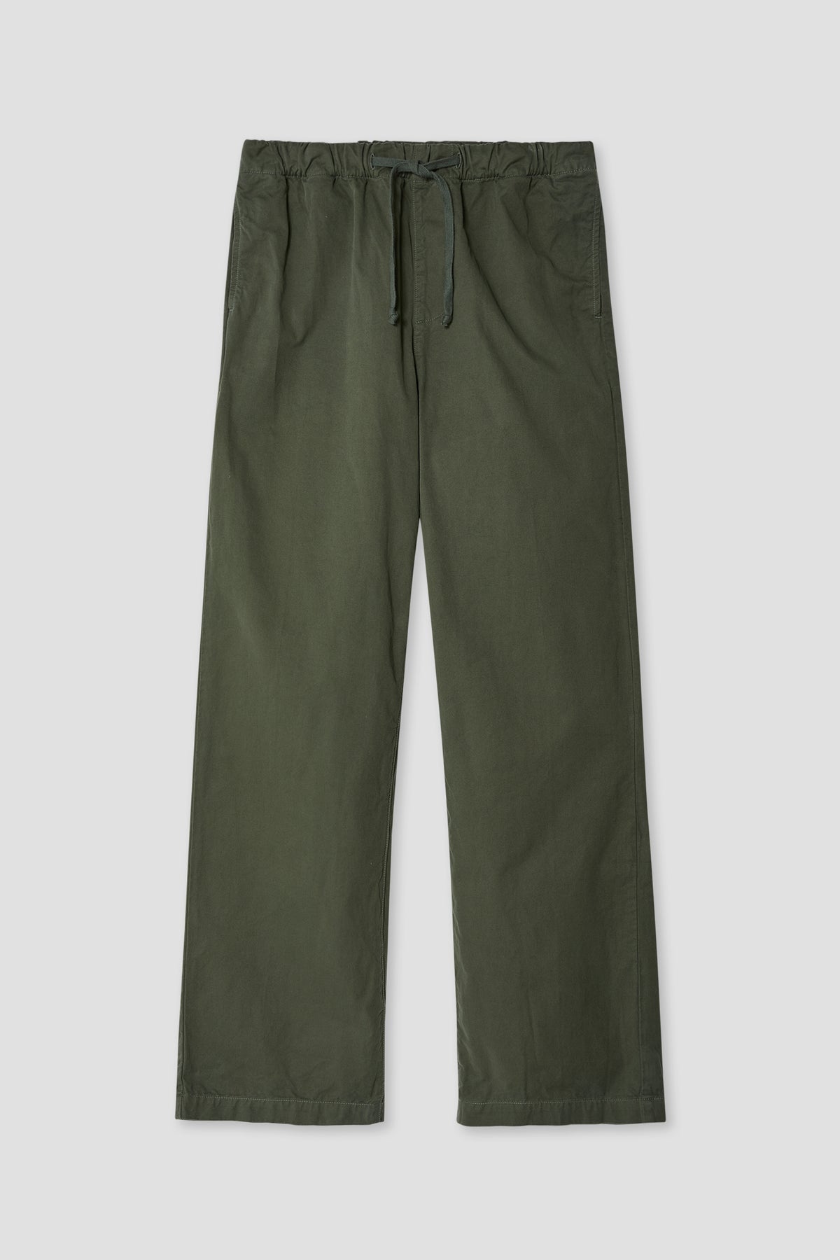 Boys easy chino pants, dark green, elastic waistband with drawstring and side pockets