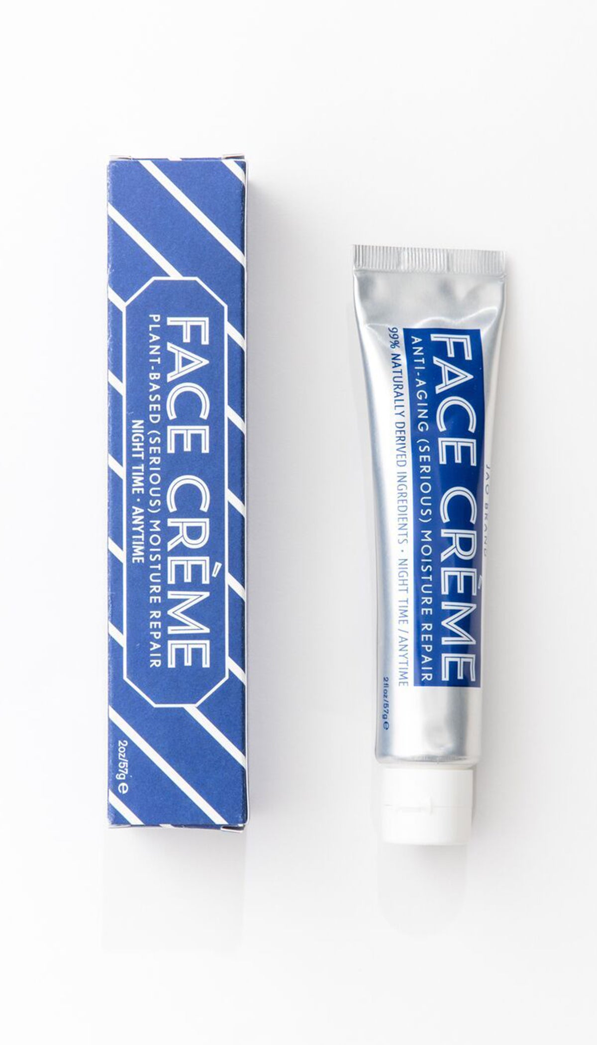 Jao Brand face cream blue carton beside silver tube